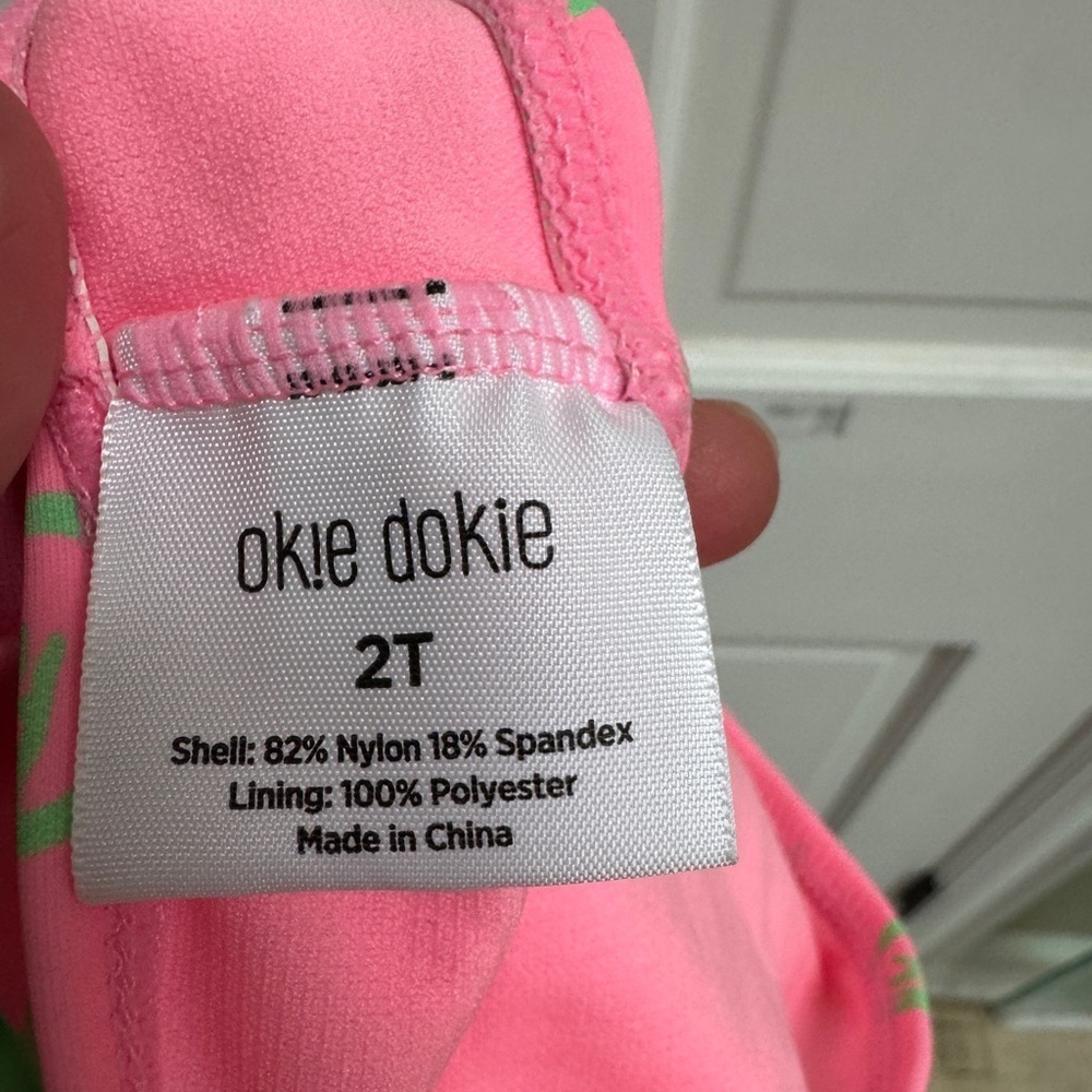 NWOT Okie Dokie 2T Girls Pink & Green Pineapple Bathingsuit Top Bikini - Picture 5 of 5